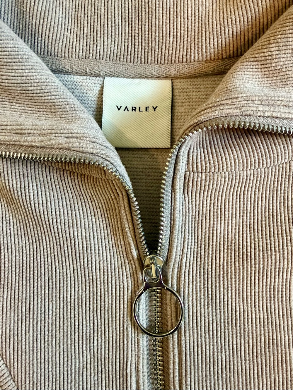 Varley Vine Half Zip Pullover XS Taupe Marl Ribbed Sweatshirt - Picture 3 of 3